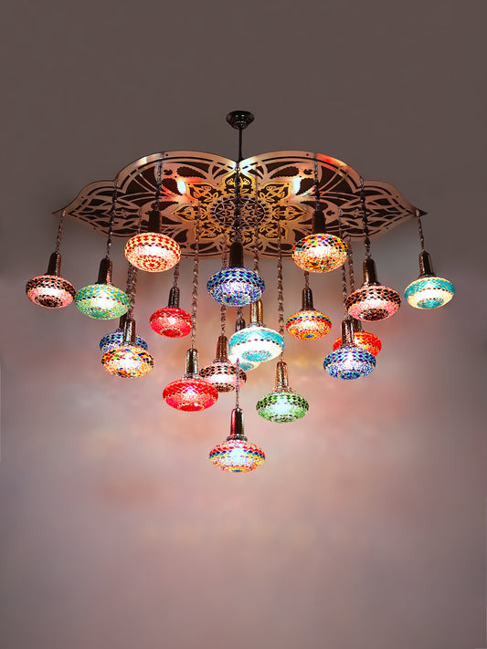 Mosaic Glass Turkish Chandelier Big 19 Globe