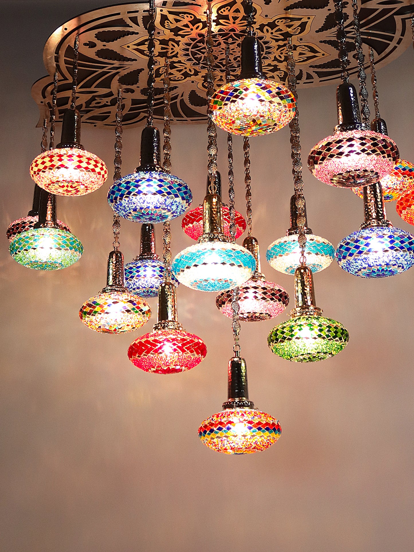 Mosaic Glass Turkish Chandelier Big 19 Globe