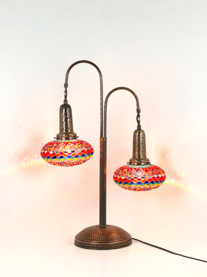 Turkish Handmade Mosaic Bedside Lamp Purple Color 2 Globe