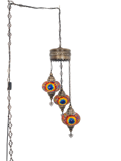 3-Globe Turkish Mosaic Chandelier Extra Chain Plug