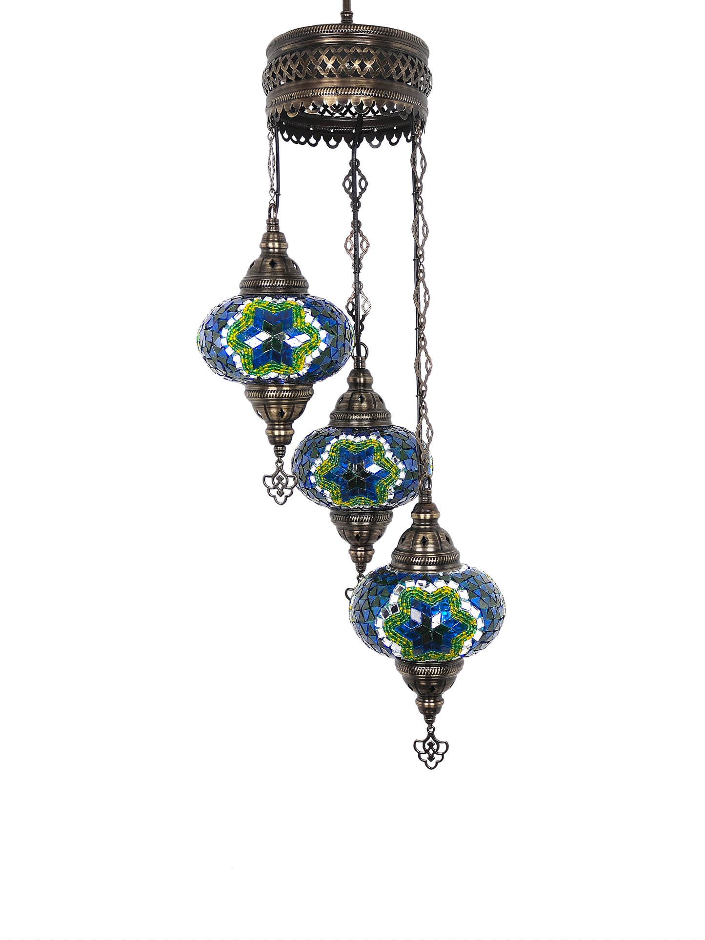 3-Globe Turkish Mosaic Chandelier Extra Chain Plug