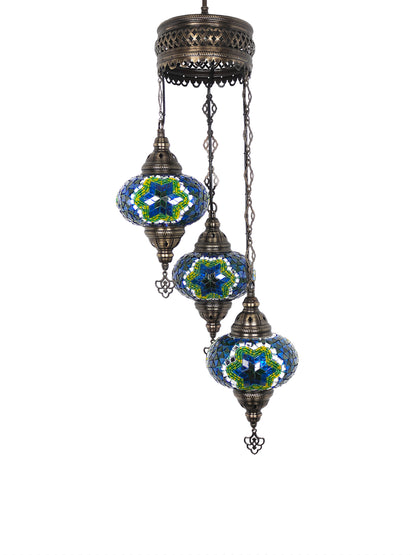 3-Globe Turkish Mosaic Chandelier Extra Chain Plug