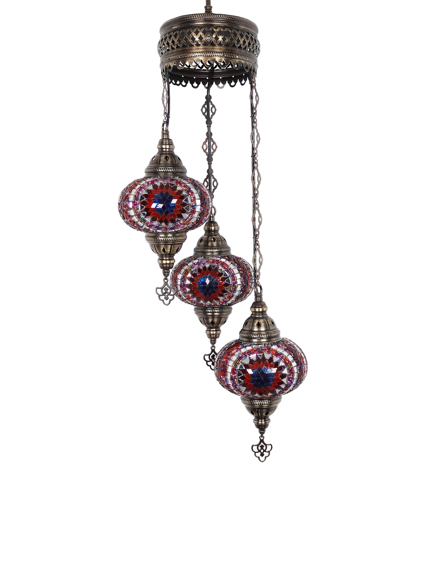 3-Globe Turkish Mosaic Chandelier Extra Chain Plug