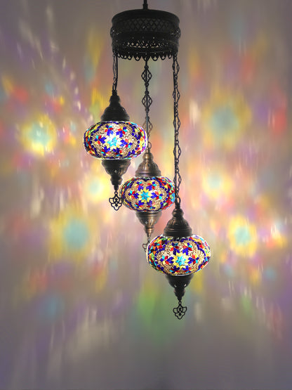 3-Globe Turkish Mosaic Chandelier Extra Chain Plug