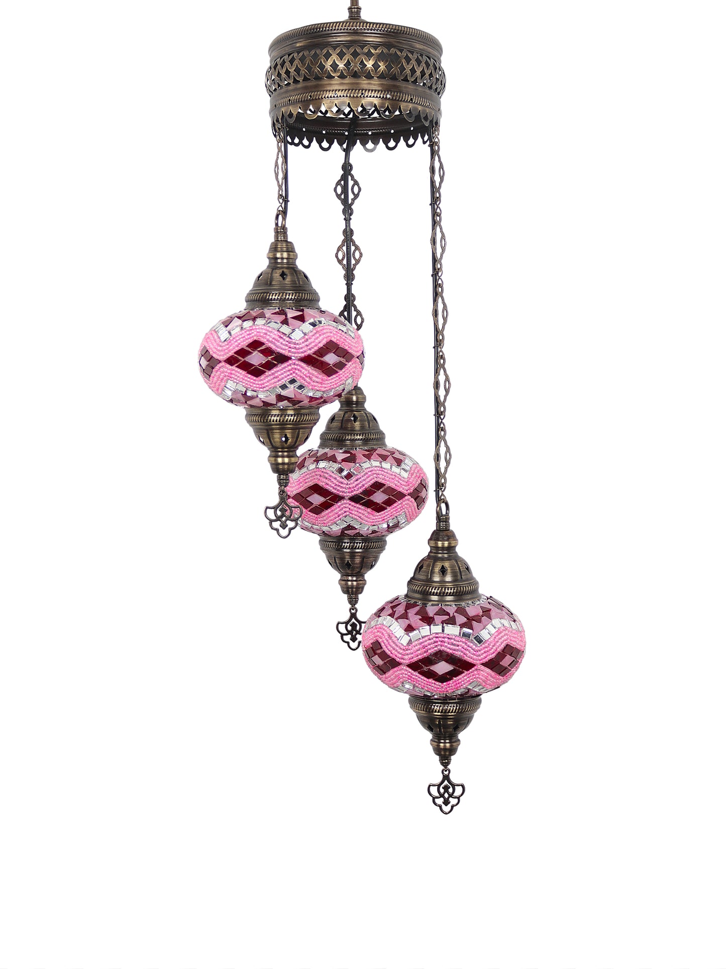 3-Globe Turkish Mosaic Chandelier Extra Chain Plug