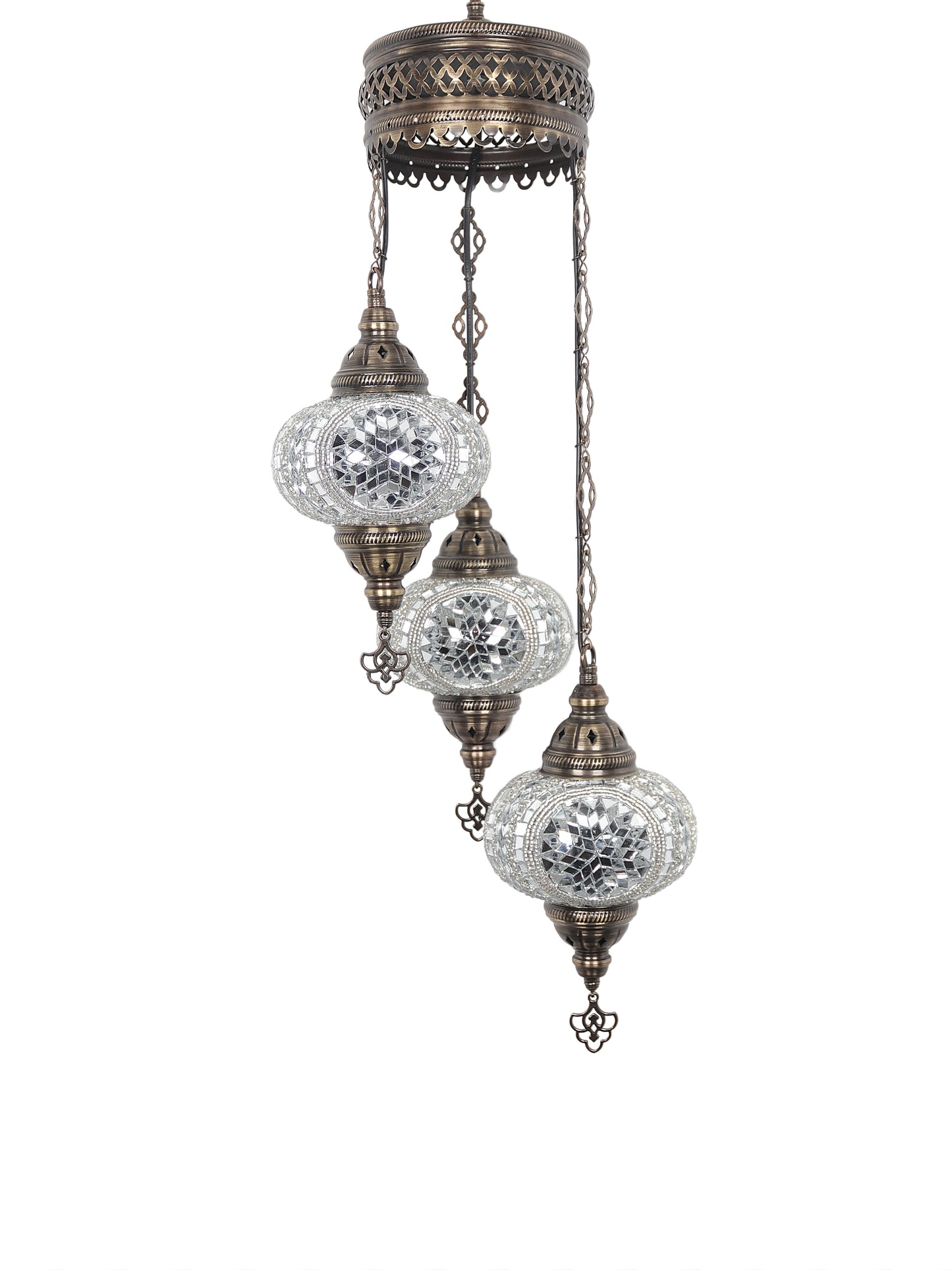 3-Globe Turkish Mosaic Chandelier Extra Chain Plug