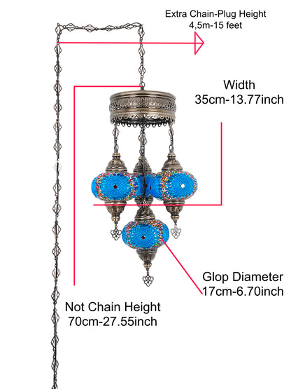 Mosaic Chandelier Extra Chain Plug 4 Globe