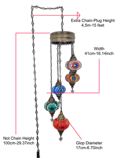 Mosaic Chandelier 5 Globe Extra Chain Plug Cable