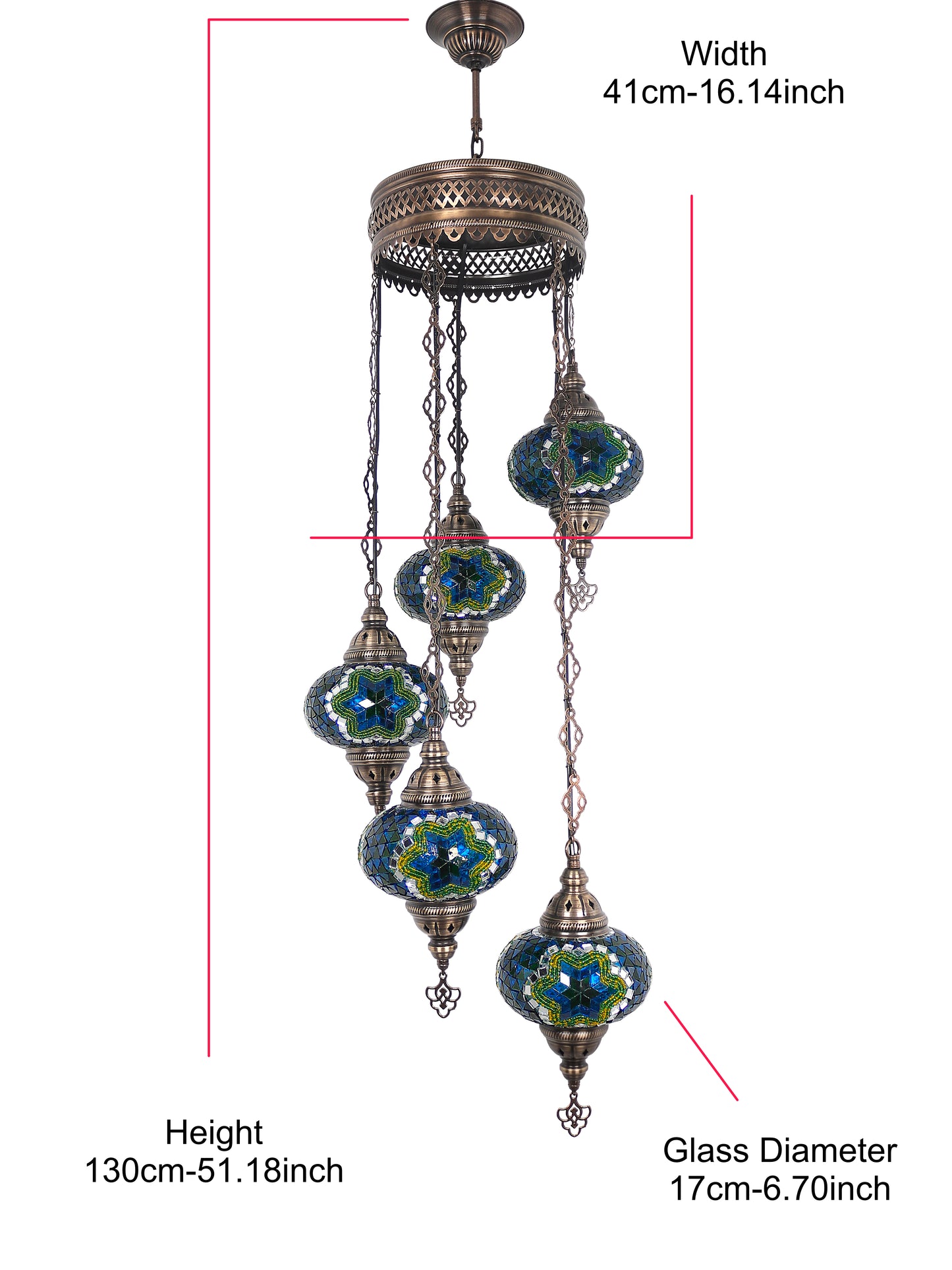 Mosaic Chandelier 5 Globe Extra Chain Plug Cable