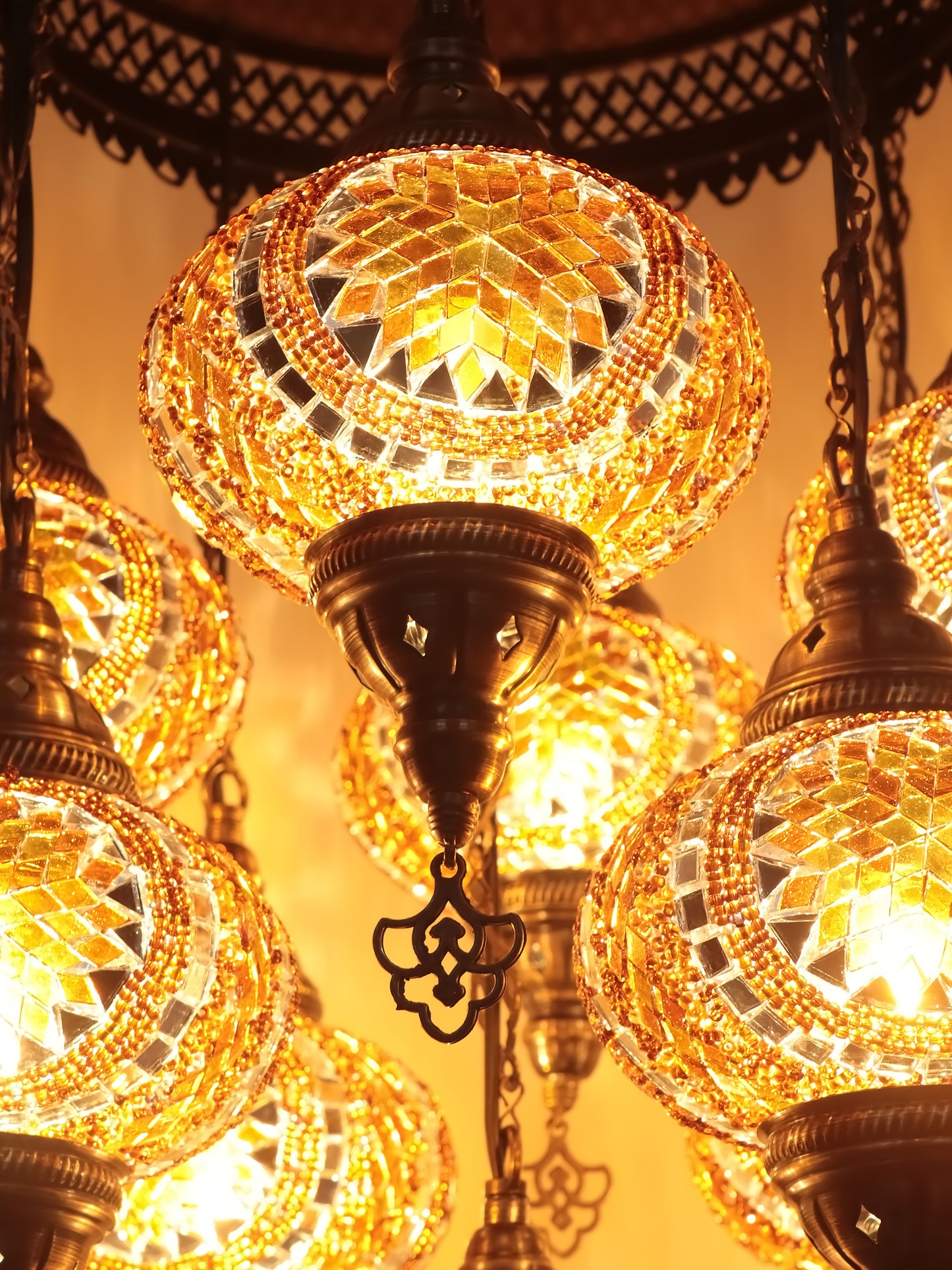 Turkish Mosaic Chandelier 9 Globe Ceiling Lights