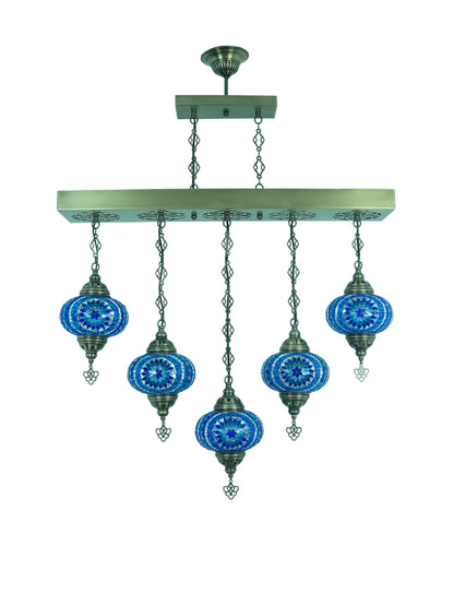 Turkish Mosaic Chandelier 5 Globes Dining Room Lights