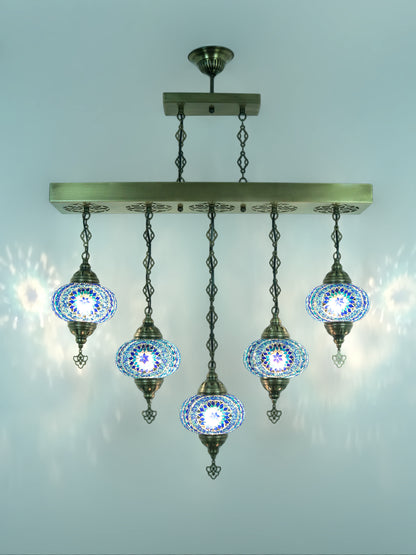 Turkish Mosaic Chandelier 5 Globes Dining Room Lights