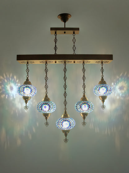 Turkish Mosaic Chandelier 5 Globes Dining Room Lights