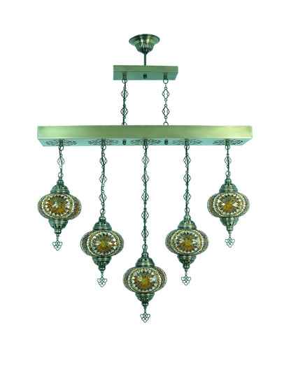 Turkish Mosaic Chandelier 5 Globes Dining Room Lights