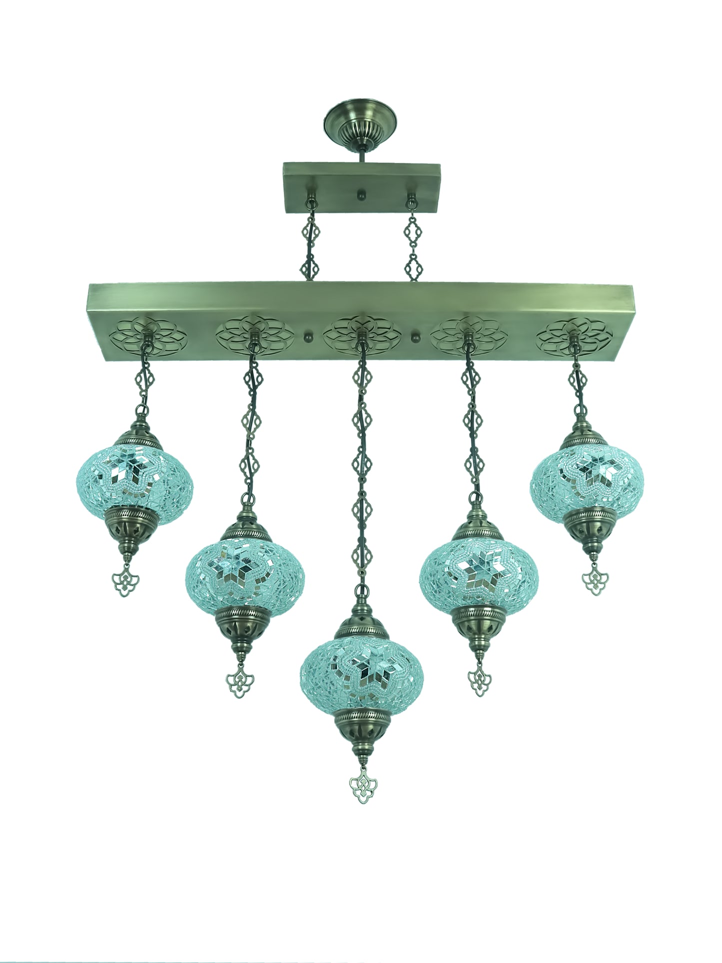 Turkish Mosaic Chandelier 5 Globes Dining Room Lights