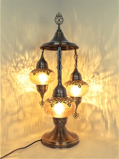 Turkish 3-Globe Bedside Lamp Cracked Pattern