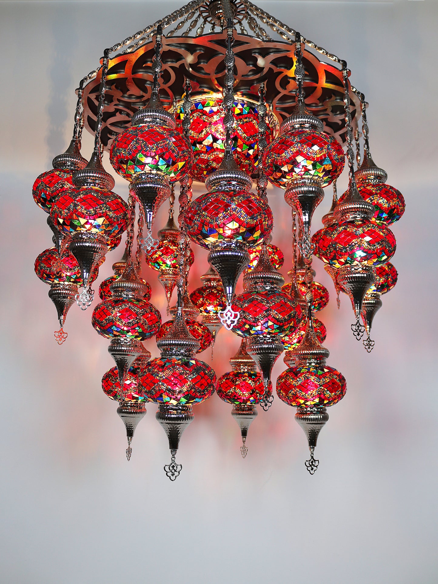 Turkish Mosaic Chandelier 24-Globe Large Size Restaurant Light