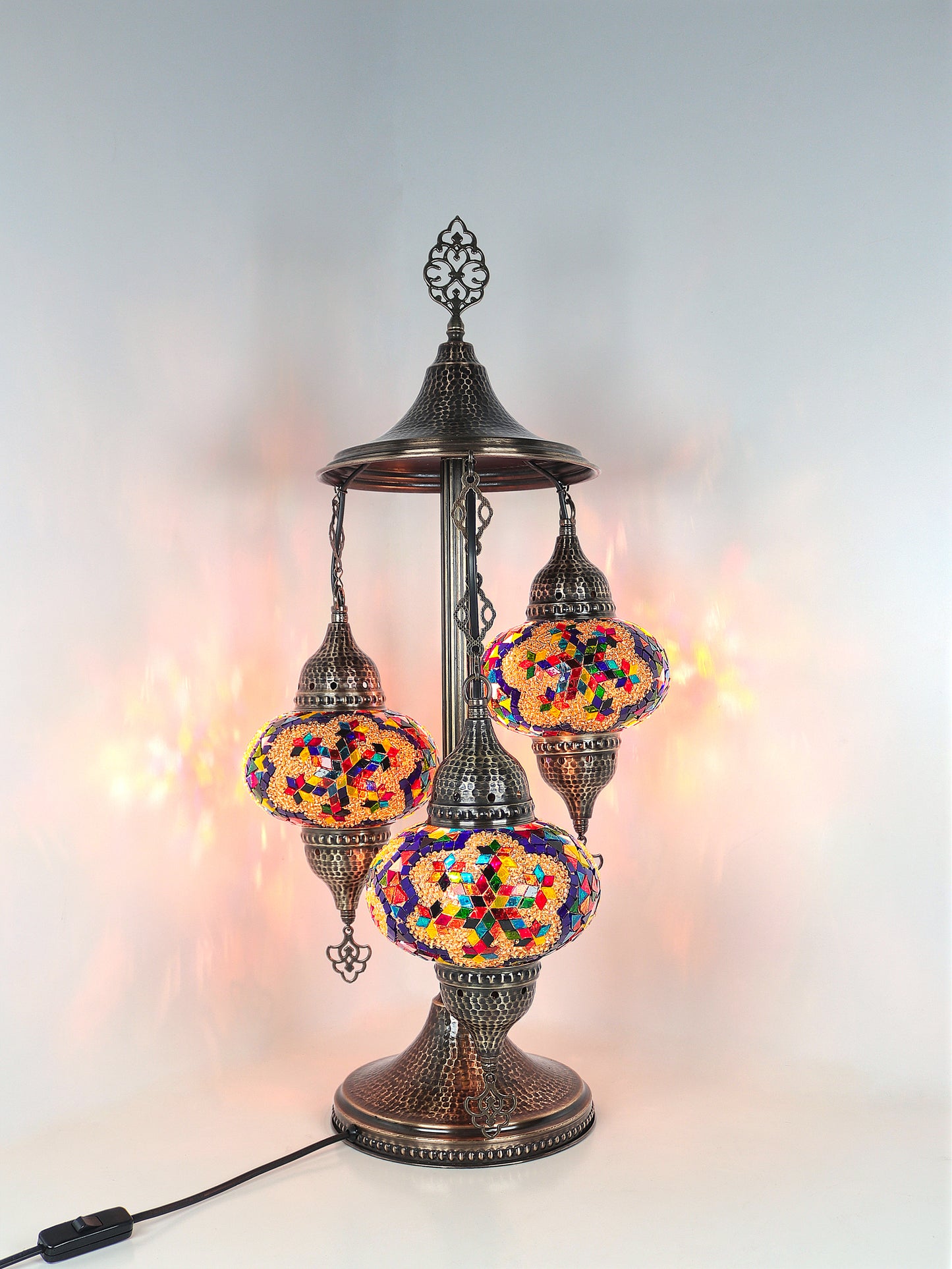 Mosaic Bedside Lamp 3-Globe Colorful Color