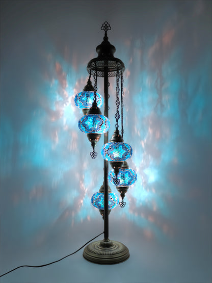 Mosaic Floor Lamp 5 Globes Unique Standing Lighting