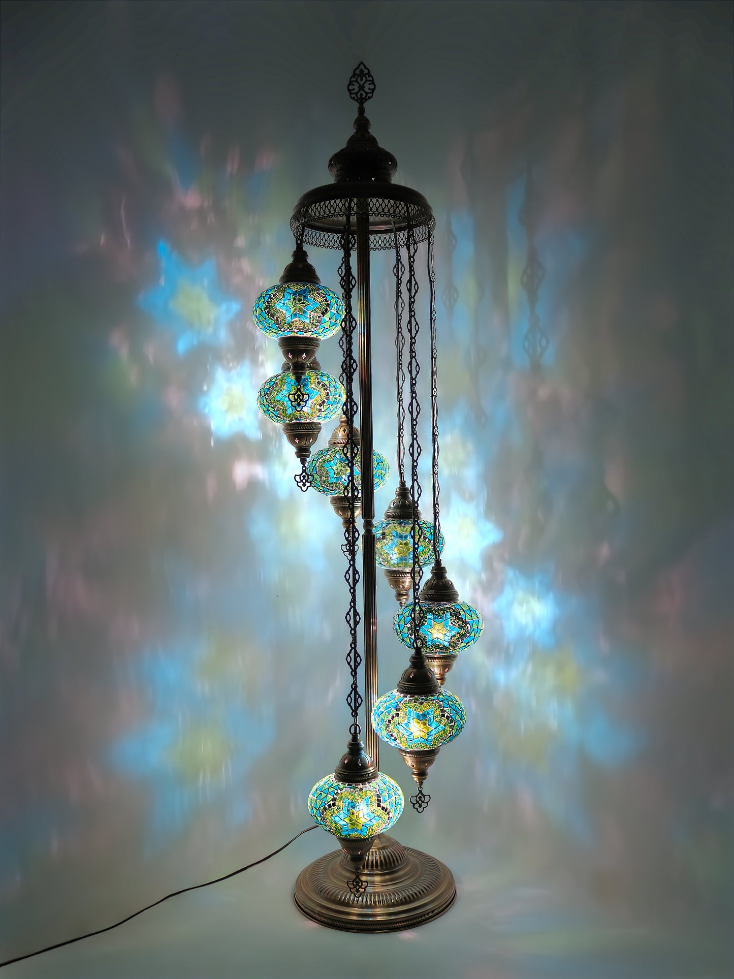 Turkish Mosaic Floor Lamp 7 Globe Standing Lights