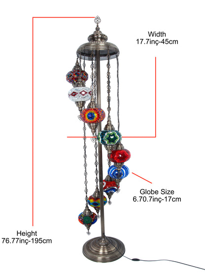 Turkish Mosaic Floor Lamp 9 Globe Standing Lights