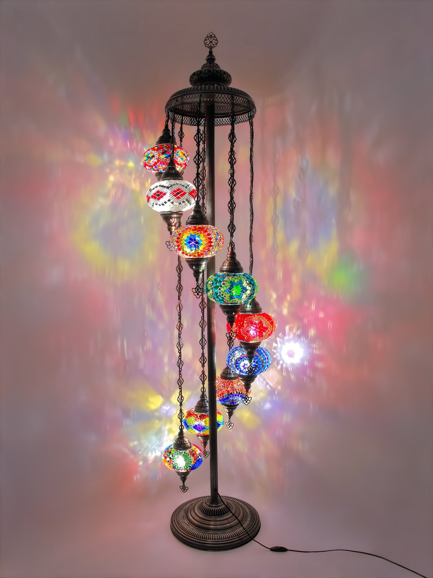 Turkish Mosaic Floor Lamp 9 Globe Standing Lights