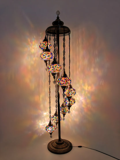 Turkish Mosaic Floor Lamp 9 Globe Standing Lights