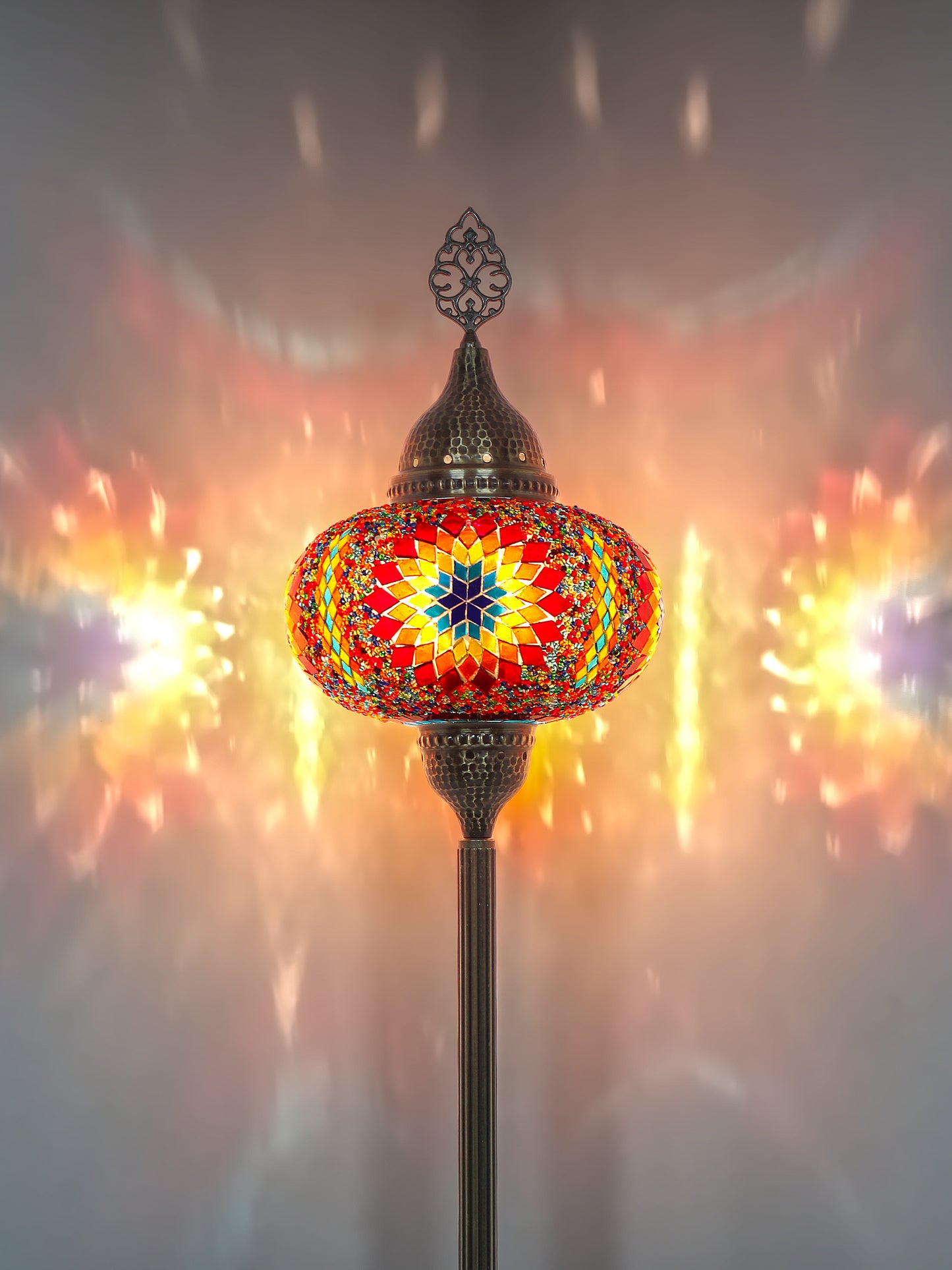 Turkish Floor Lamp Cracked Pattern Glass Standing Lights