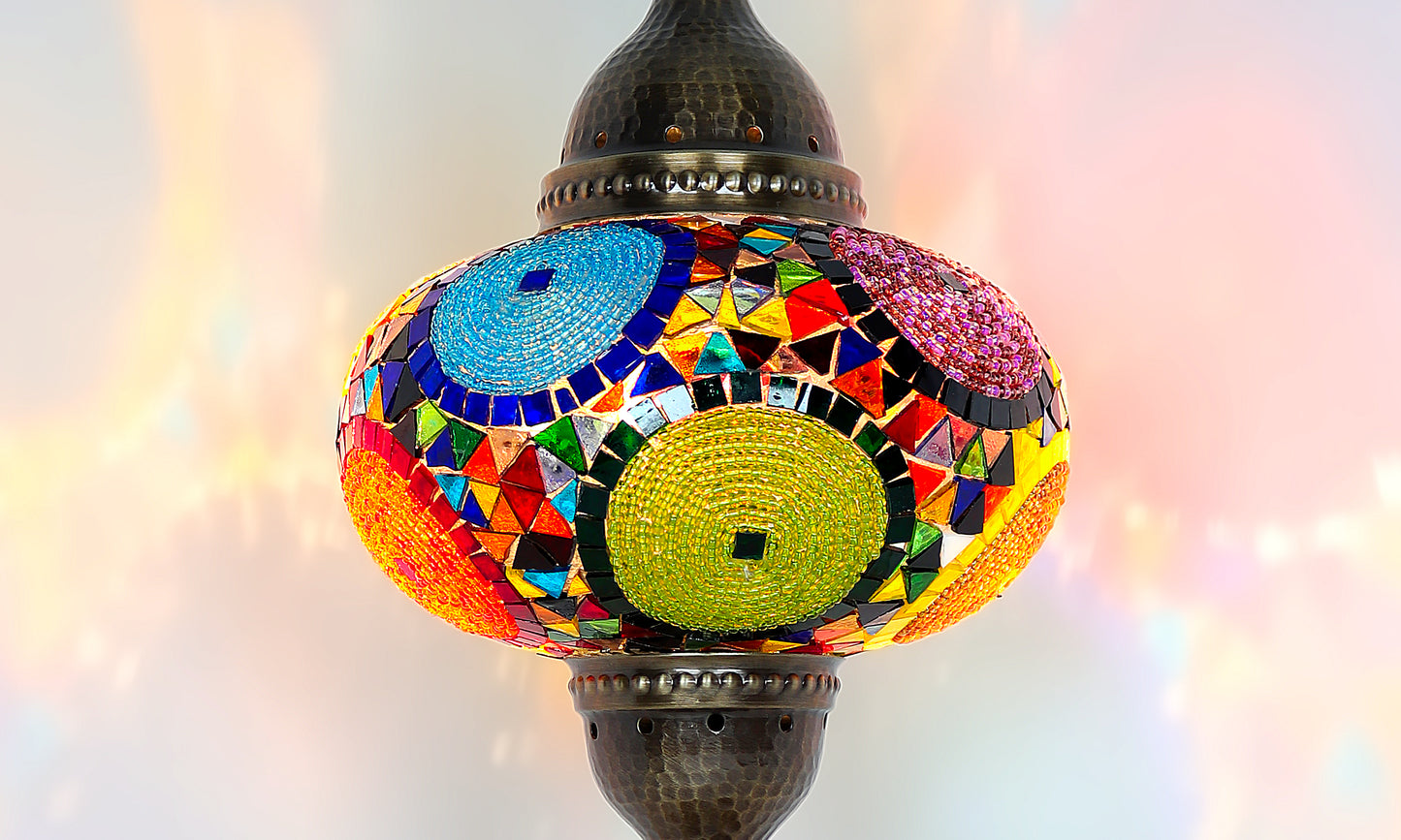 Turkish Mosaic Floor Lamps Swanneck Style Big Globe