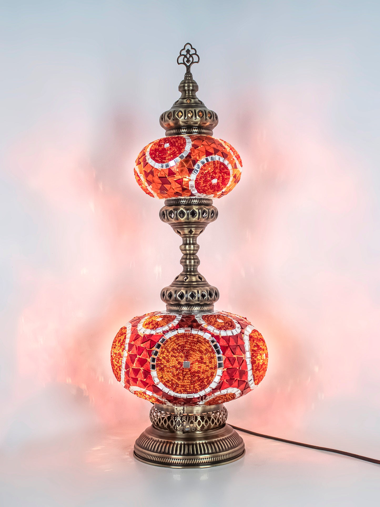 Turkish Mosaic Table Lamp 2-Globe Stained Glass