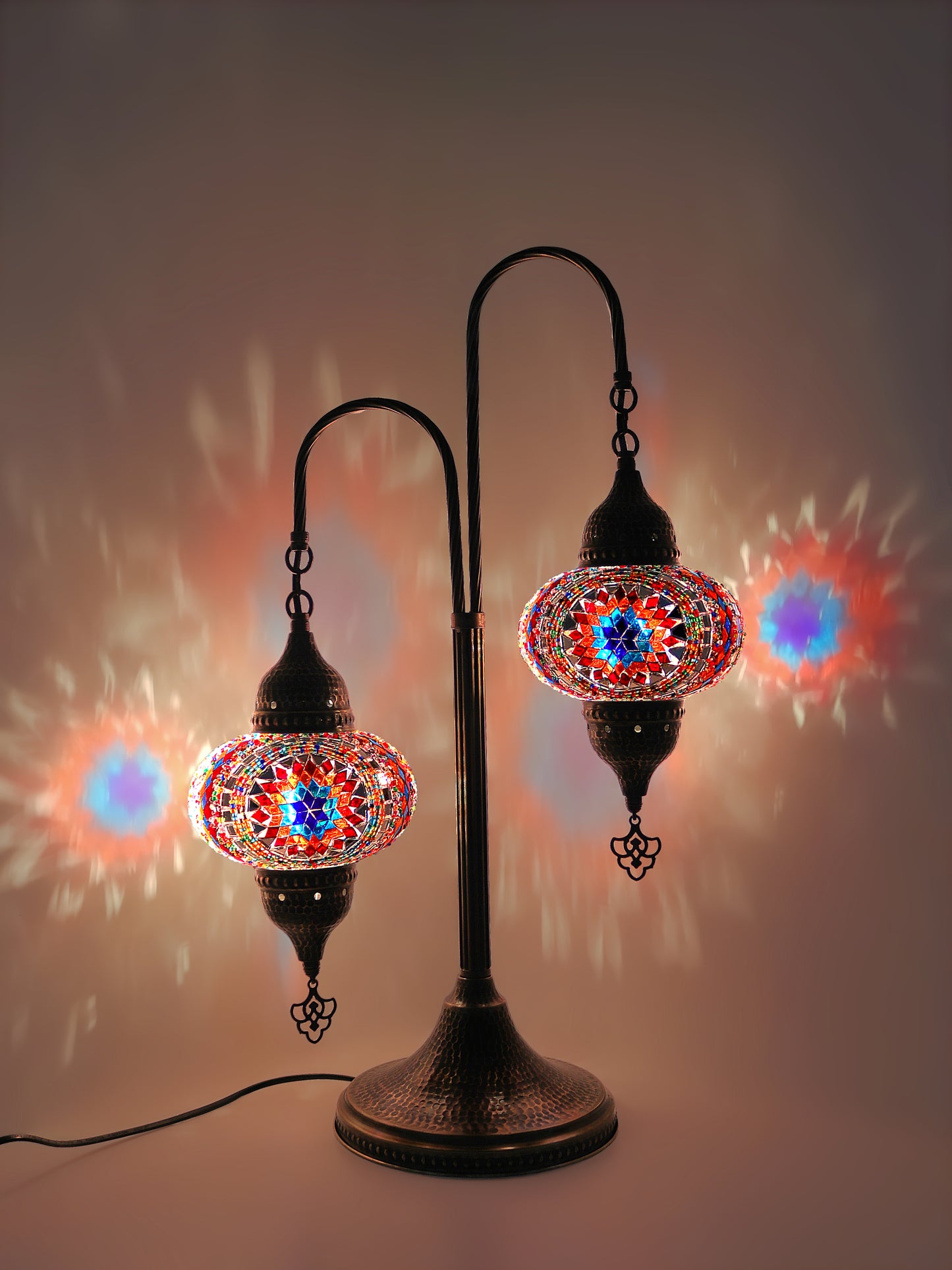 Mosaic Bedside Lamp 2 Globe Turkish Table Lamp