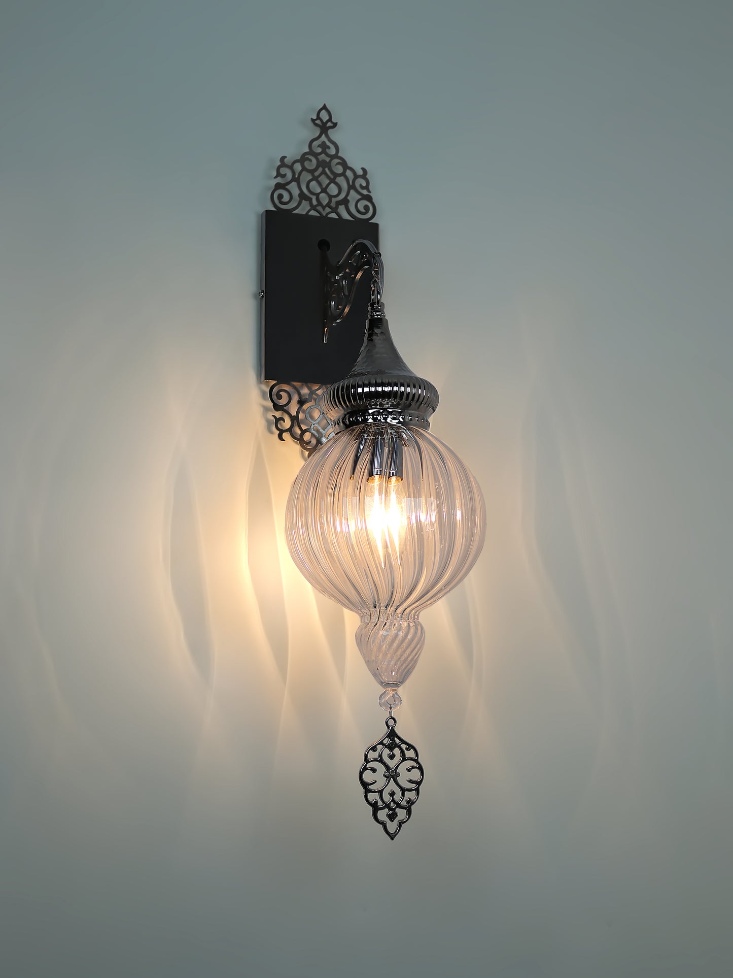 Turkish Pyrex Wall Lamp Clear Glass Handmade Blown Globe