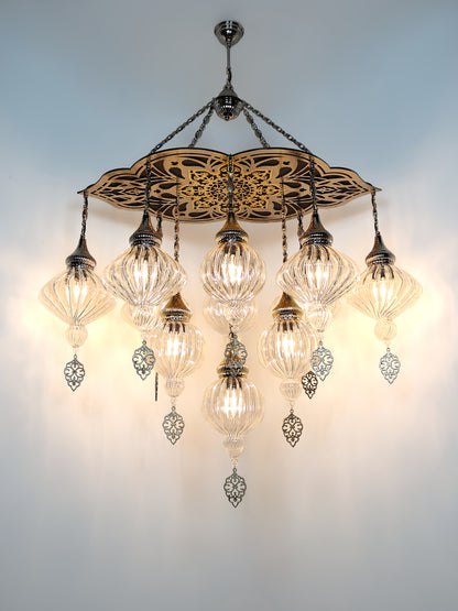 Turkish Chandelier Pyrex Glass 11-Globe Different Glass