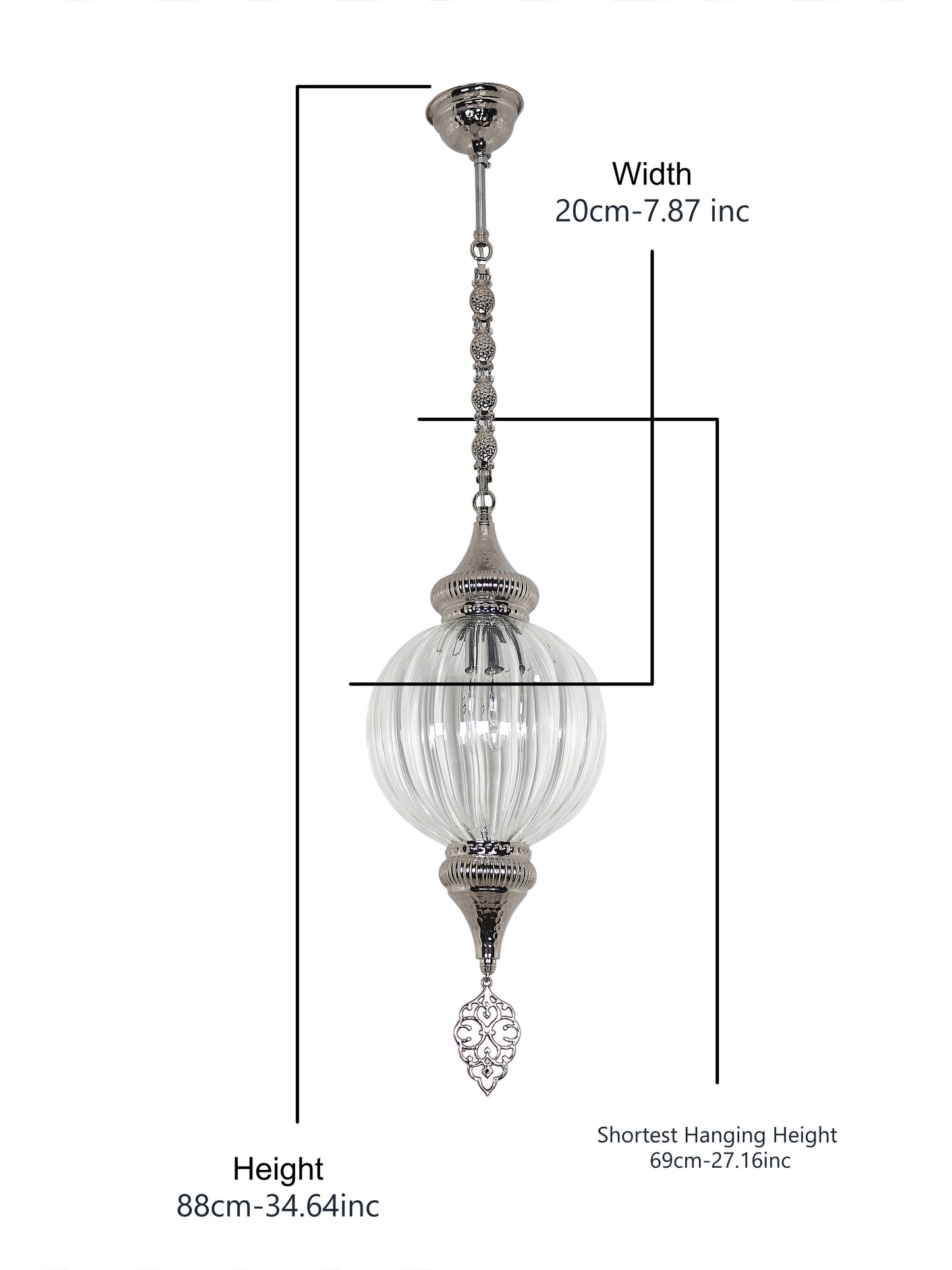 Turkish Glass Hanging Lamp Pyrex Transparent Color