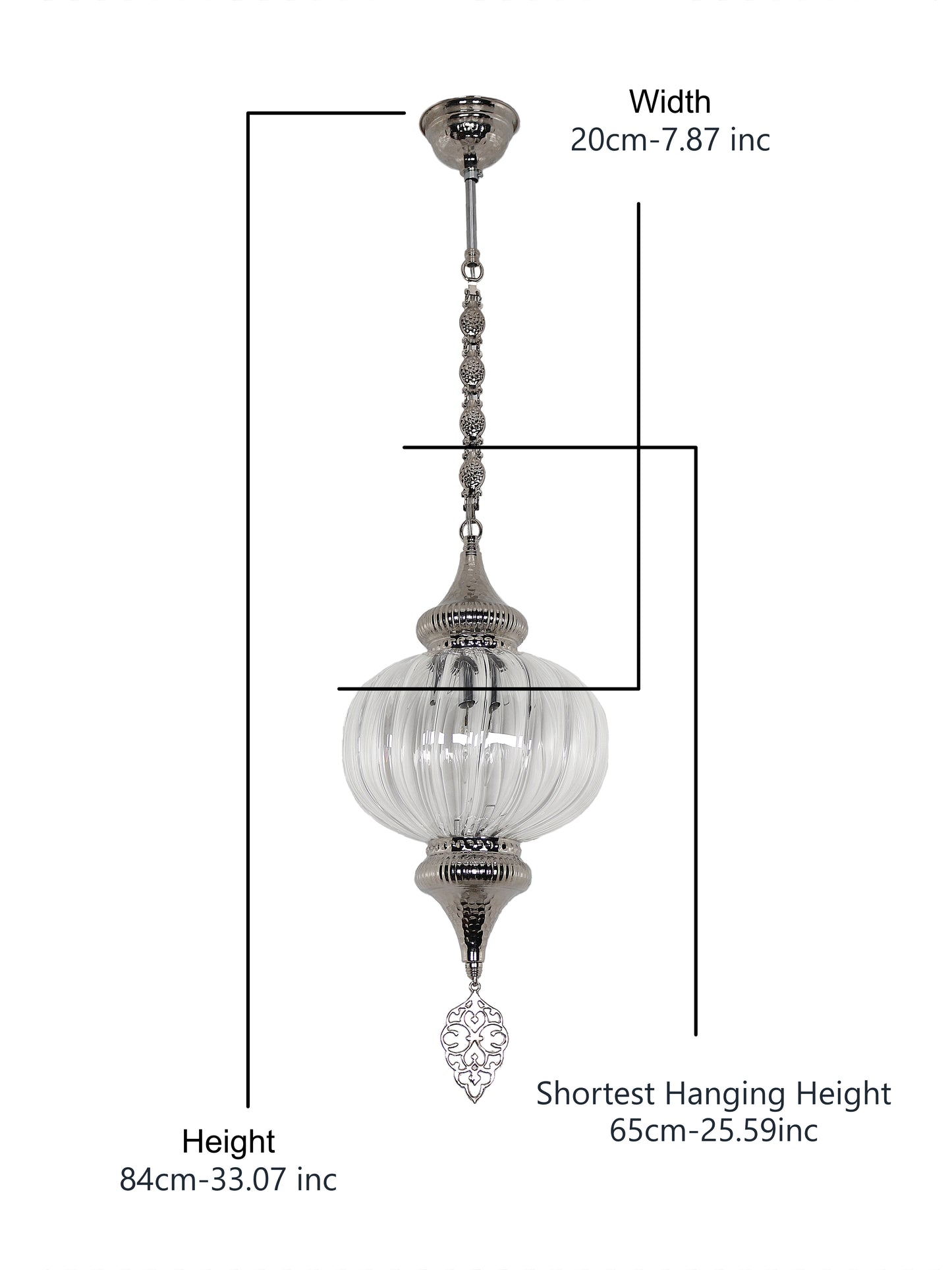 Pyrex Glass Clear Pendant Lamp Striped Pattern