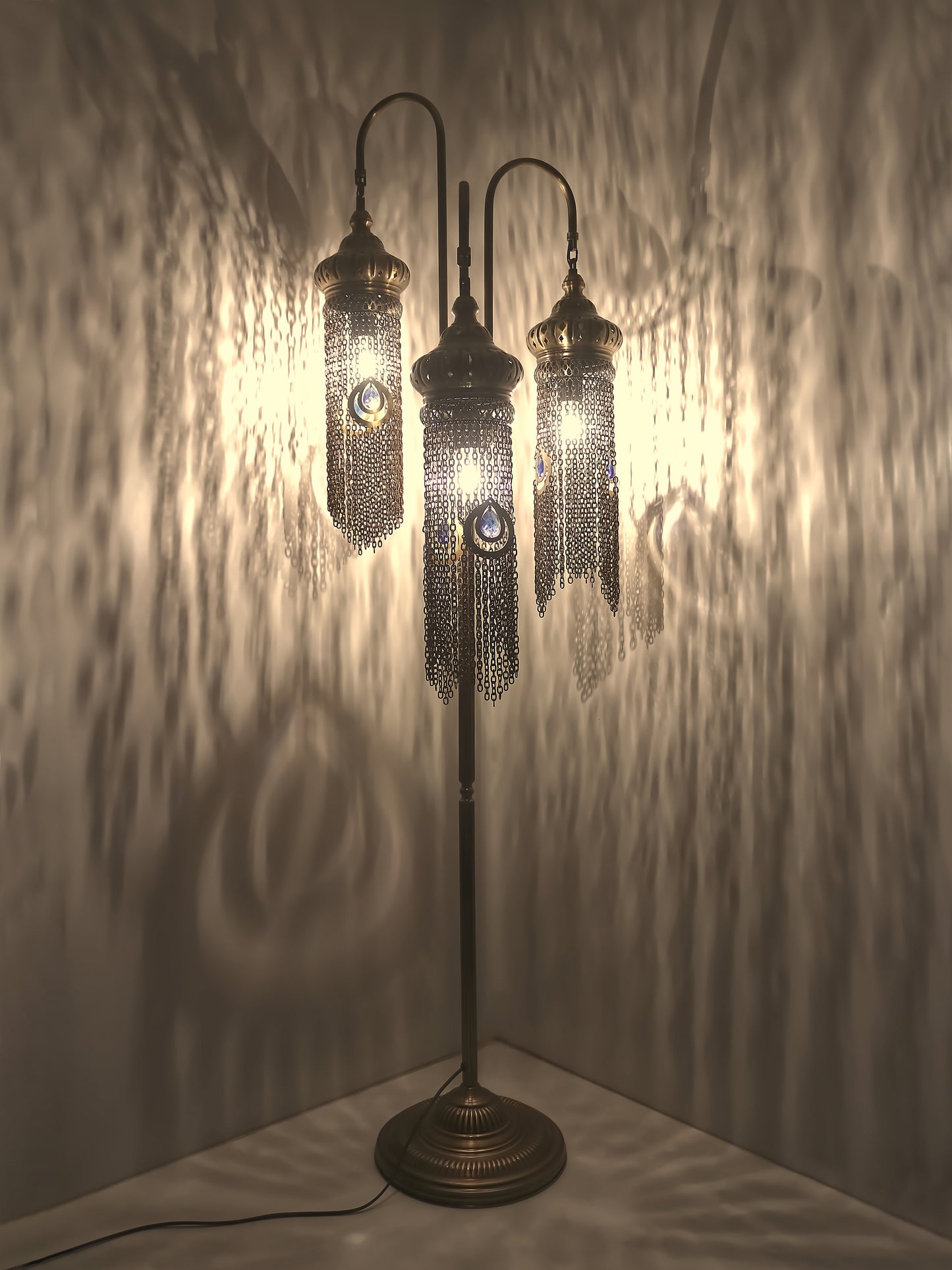 Turkish Floor Lamp Chain Pattern 3 Bough Tree Design