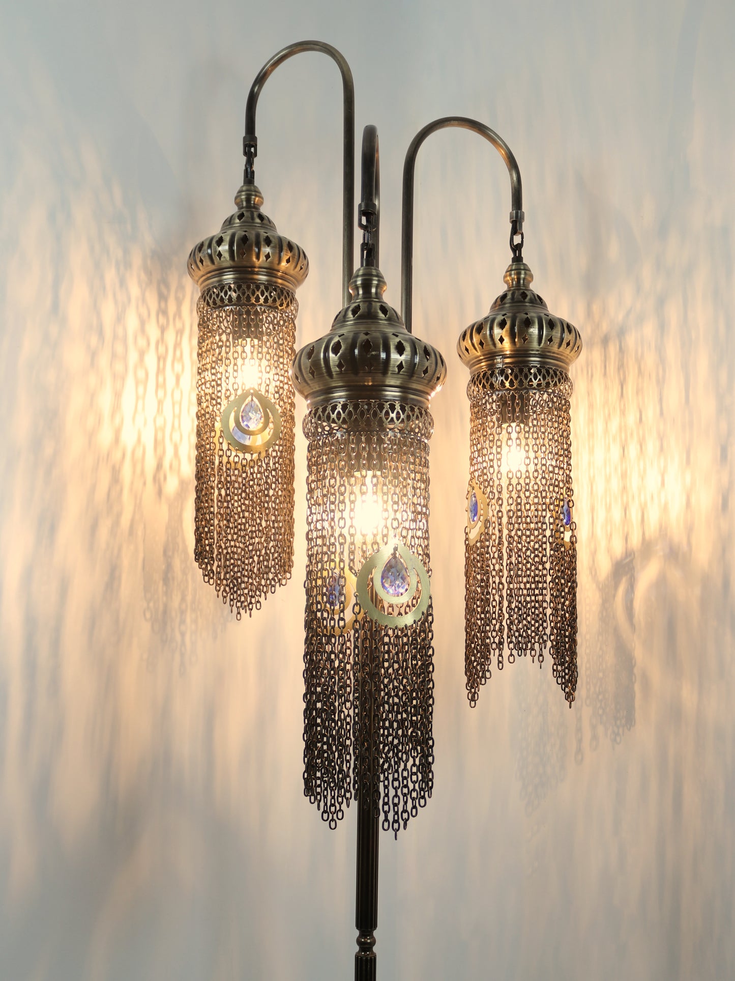 Turkish Floor Lamp Chain Pattern 3 Bough Tree Design