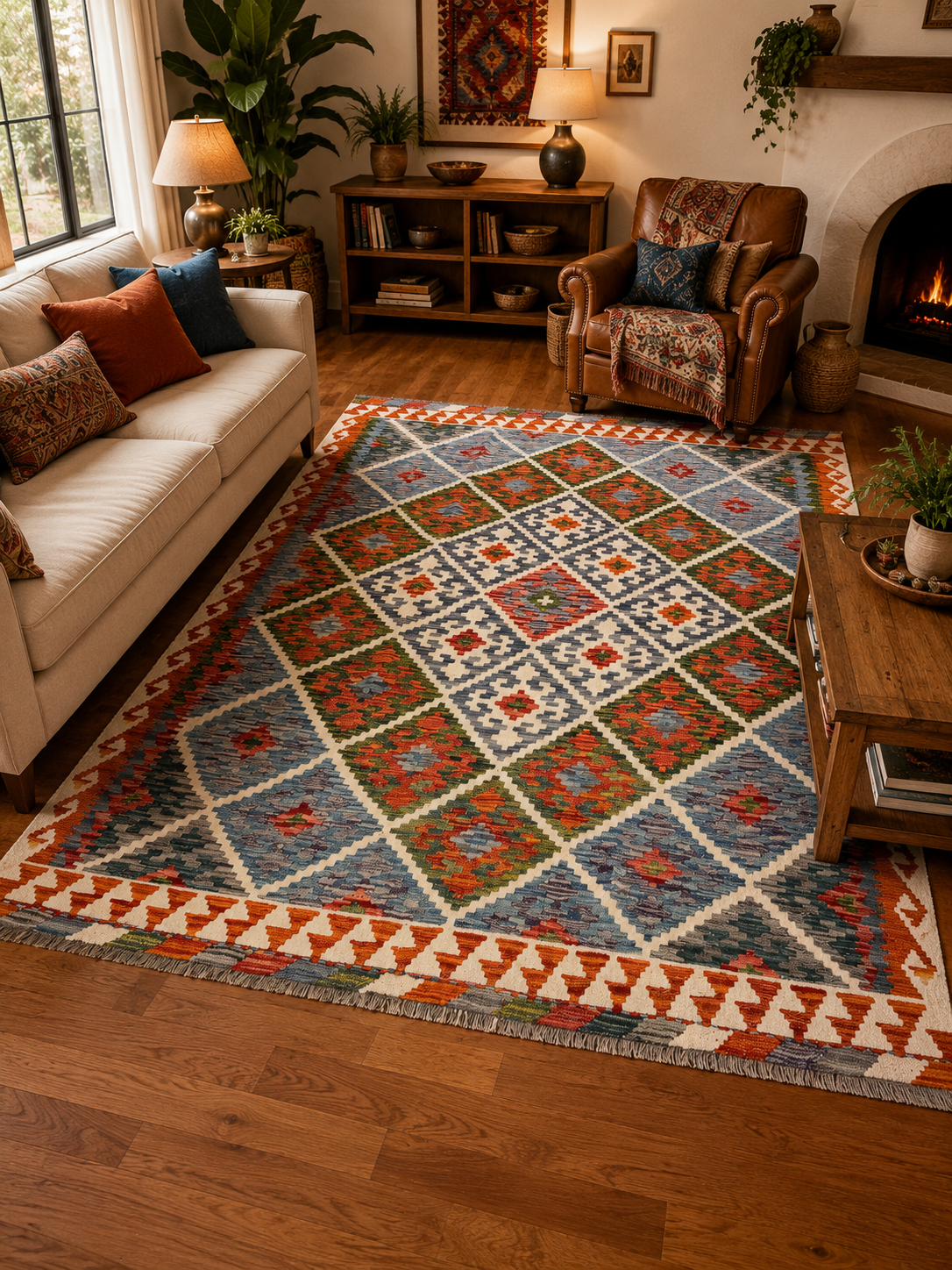 Handmade Natural Dye Kilim Rug – 6.4’ x 5.3’