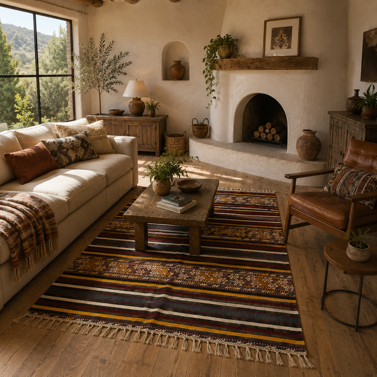 Vintage Turkish Tribal Kilim Rug 7’6” x 5’, Handwoven Wool Flatweave, Approx. 80 Years Old, Anatolian Southwestern Rug