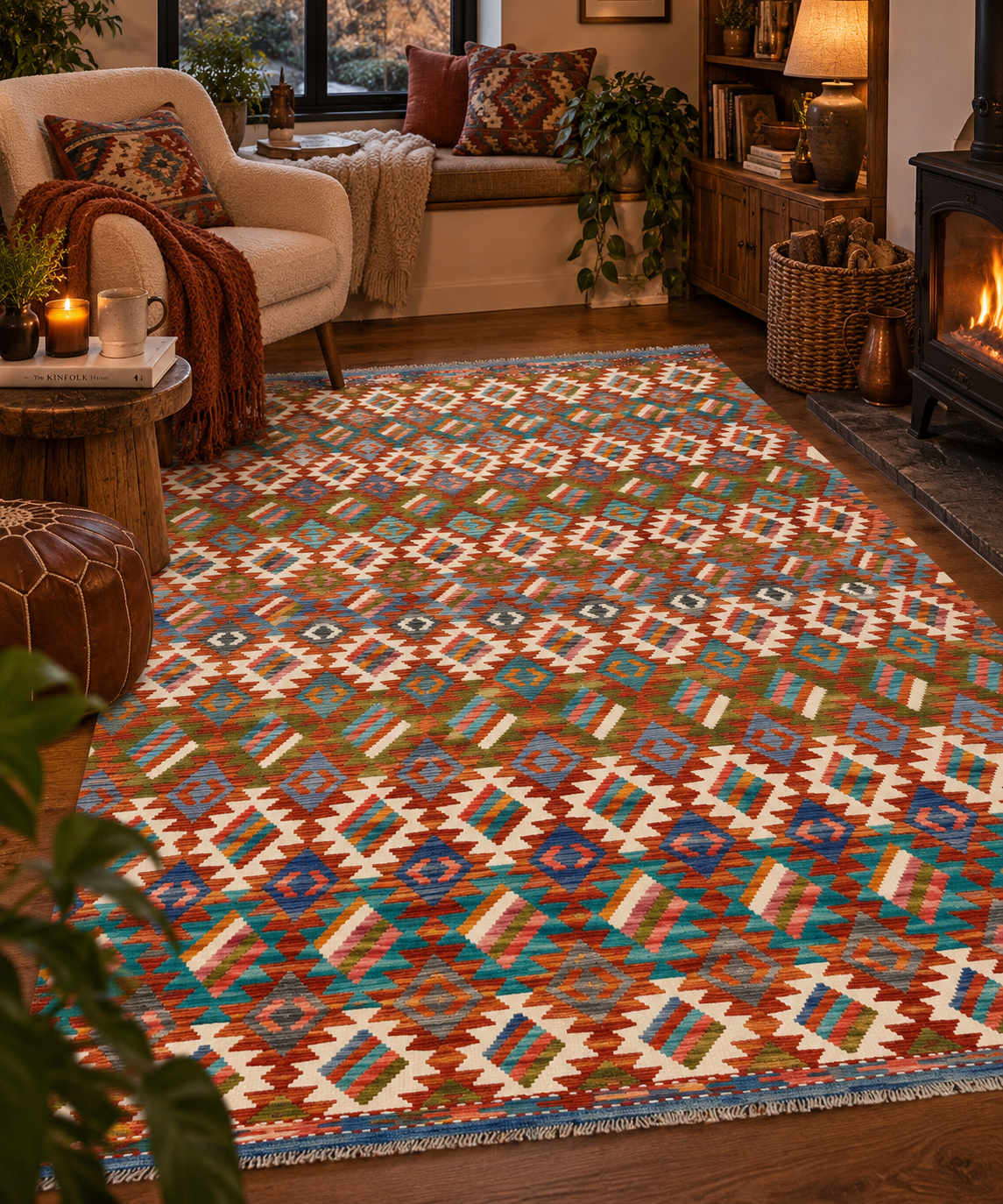 7x10 Fine Quality Handmade Turkish Kilim Rug – Handwoven Colorful Geometric Anatolian Area Rug