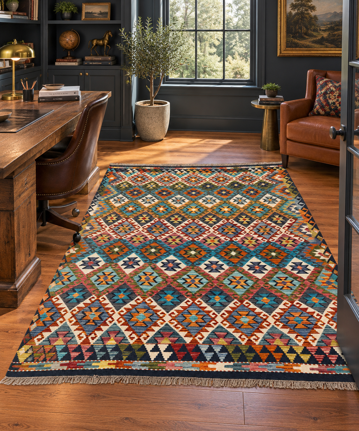 6x8 Fine Quality Turkish Kilim Rug – Handwoven Colorful Diamond Geometric Anatolian Rug