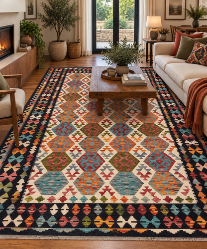 7x10 Fine Quality Handmade Turkish Kilim Rug – Exceptional Handwoven Colorful Anatolian Statement Rug