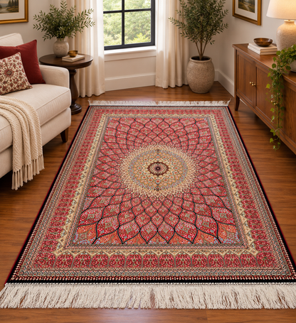 3’×5’ Luxury Pink Silk Rug – Radiant Floral Medallion Design with Intricate Traditional Details