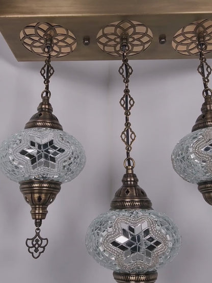 Turkish 3 Globes Mosaic Glass Chandelier Lights