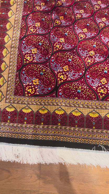 Bamboo Silk Area Rug – Elegant Dome Medallion Design – 6’ x 10’