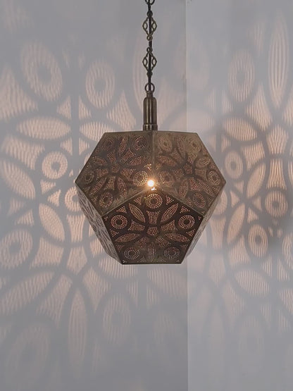 Turkish Pattern Moroccan Hanging Lamp Gold Color