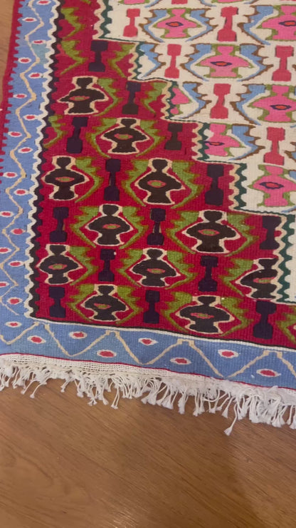 Authentic Vintage Handwoven Anatolian Kilim Rug – 41” × 30” – Natural Vegetable Dyes – 100% Wool – One of a Kind Tribal Accent Rug