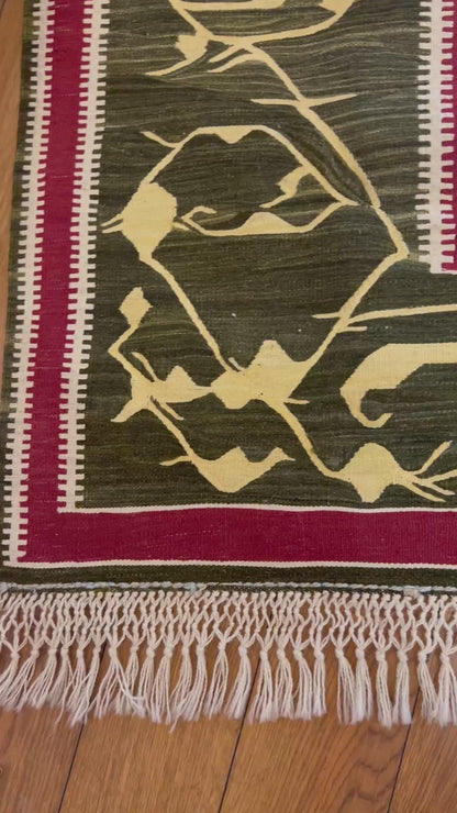 Turkish Handwoven Wool Kilim Rug – 60” × 51”