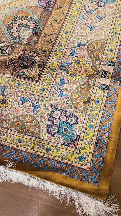 Luxury Bamboo Silk Medallion Rug – 11.4 x 8 Ft Traditional Oriental Area Rug for Living Room & Dining Room