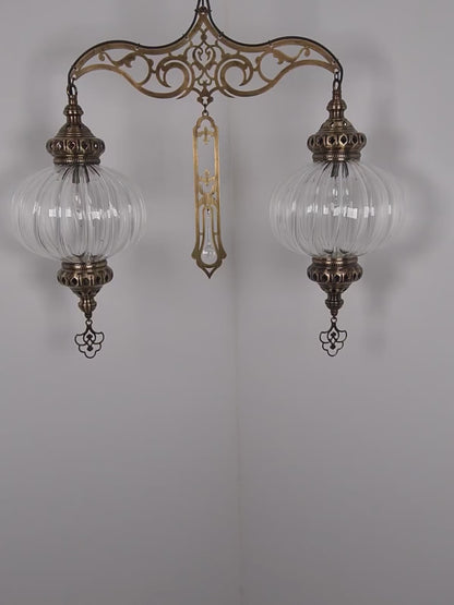 Turkish Chandelier Pyrex Glass 2 Globe Clear Glass